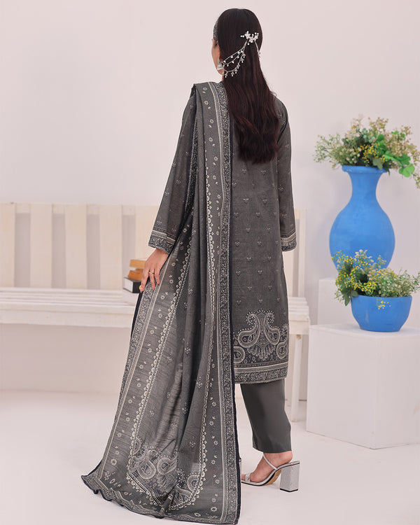 Mahnoor Khaddar – Grey Printed 3PC Ready to Wear