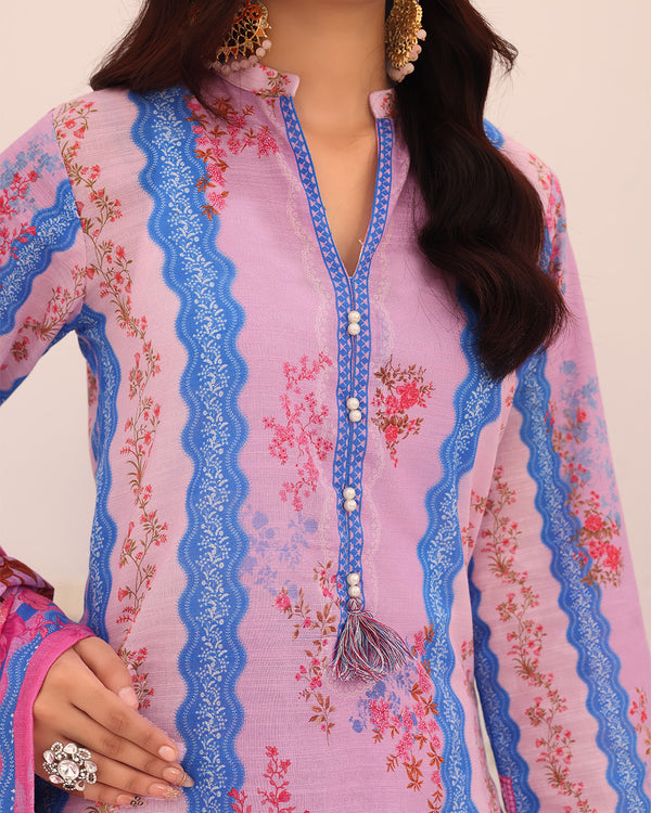 Mahnoor Khaddar – Pink Floral Printed 3PC Ready to Wear