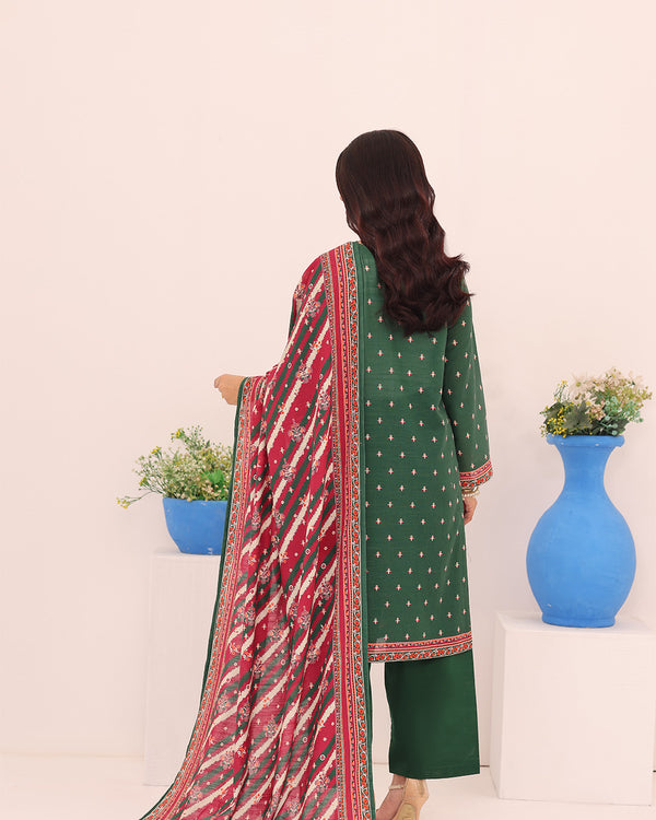 Mahnoor Khaddar – Dark Green Printed 3PC Ready to Wear
