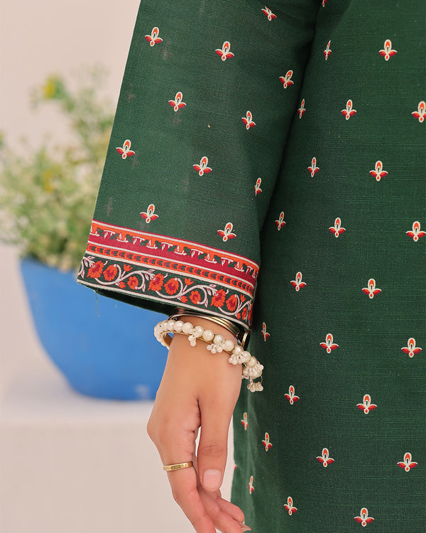 Mahnoor Khaddar – Dark Green Printed 3PC Ready to Wear