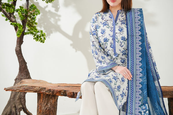 Kainat V2 3 piece stitched lawn suit for women by AIZAL Pakistan