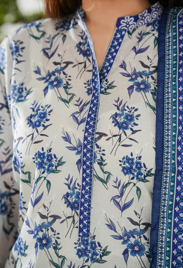 Kainat V2 3 piece stitched lawn suit for women by AIZAL Pakistan