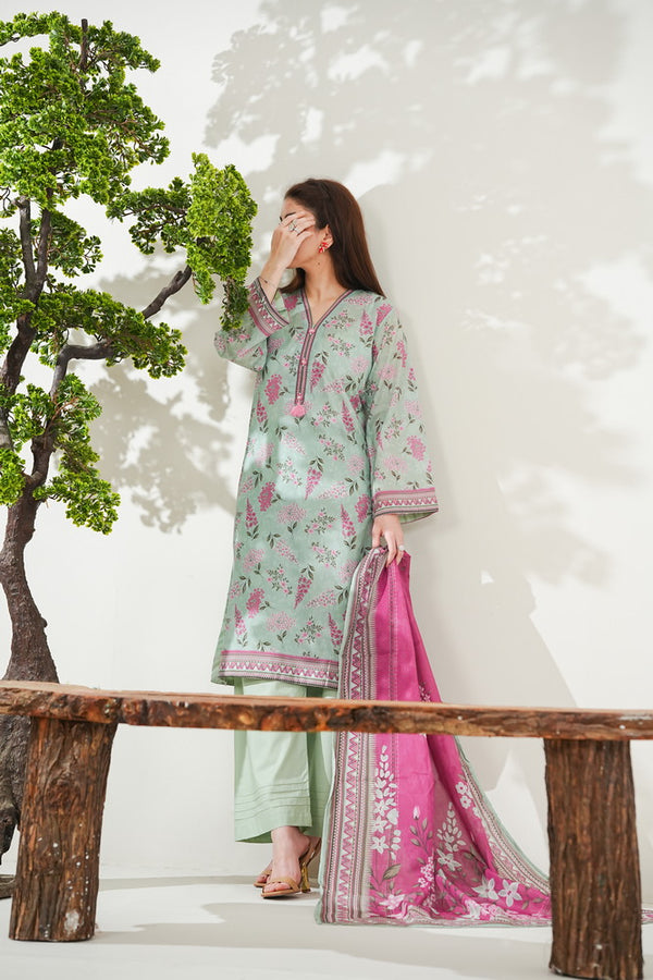 Kainat V2 3 piece stitched lawn suit for women by AIZAL Pakistan