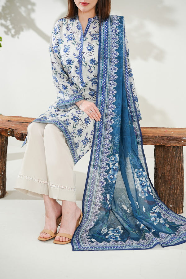 Kainat V2 3 piece stitched lawn suit for women by AIZAL Pakistan