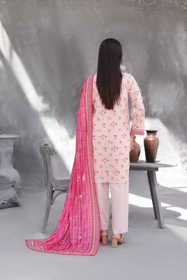 Maya Cambric – Blush Pink Floral Printed 3PC Ready to Wear