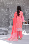 Maya Cambric – Coral Pink Floral Printed 3PC Ready to Wear