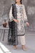 Maya Cambric ivory black floral printed 3PC ready to wear suit with black dupatta