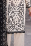 Maya Cambric – Ivory Black Floral Printed 3PC Ready to Wear