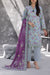 Maya Cambric light blue floral printed 3PC ready to wear suit with purple dupatta