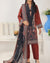 AIZAL Mahnoor Design 01 charcoal and rust-maroon printed khaddar 3 piece suitCopy ALT text