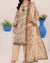 AIZAL Mahnoor Design 02 beige floral printed khaddar 3 piece suit with pink and olive-green details