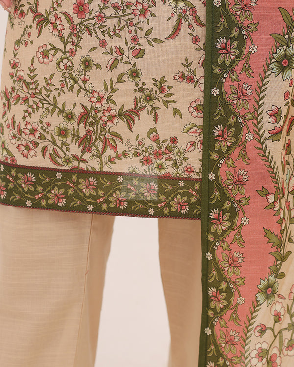 Mahnoor Khaddar – Beige Floral Printed 3PC Ready to Wear