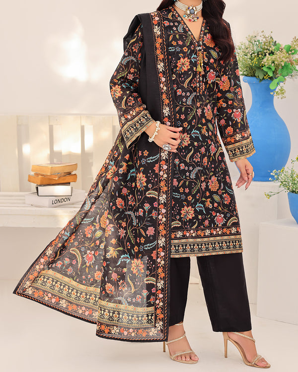 Mahnoor Khaddar – Black Printed 3PC Ready to Wear