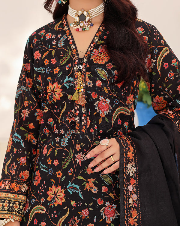 Mahnoor Khaddar – Black Printed 3PC Ready to Wear