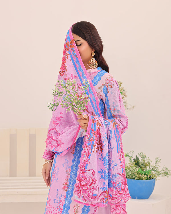 Mahnoor Khaddar – Pink Floral Printed 3PC Ready to Wear
