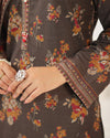 Mahnoor Khaddar – Dark Brown Floral Printed 3PC Ready to Wear