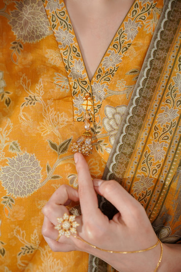 Kainat V2 3 piece stitched lawn suit for women by AIZAL Pakistan