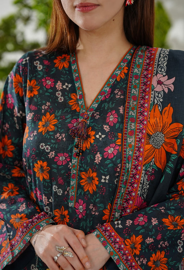 Kainat V2 3 piece stitched lawn suit for women by AIZAL Pakistan