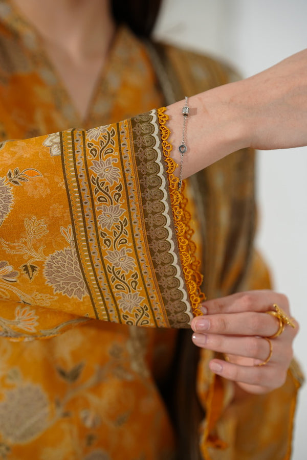 Kainat V2 3 piece stitched lawn suit for women by AIZAL Pakistan