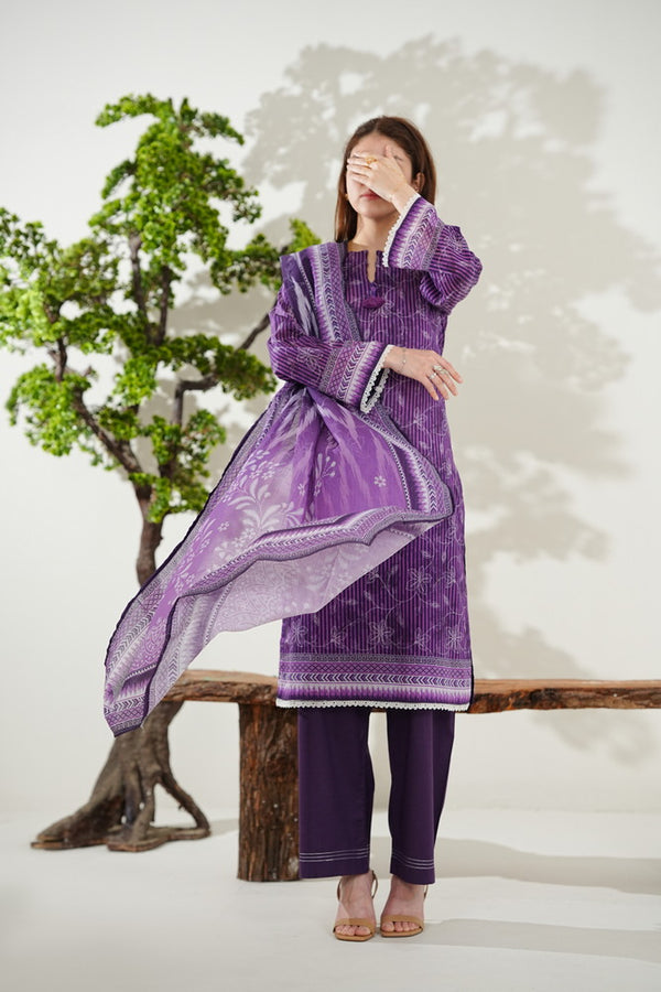 Kainat V2 3 piece stitched lawn suit for women by AIZAL Pakistan