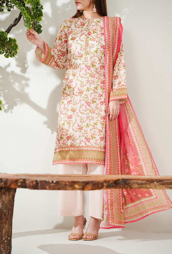 Kainat V2 3 piece stitched lawn suit for women by AIZAL Pakistan