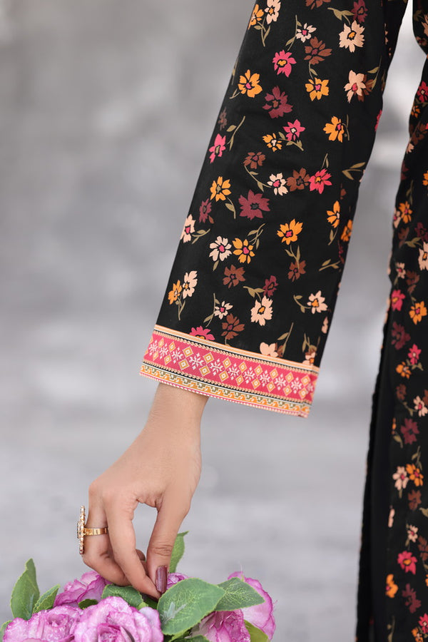 Maya Cambric – Black Floral Printed 3PC Ready to Wear