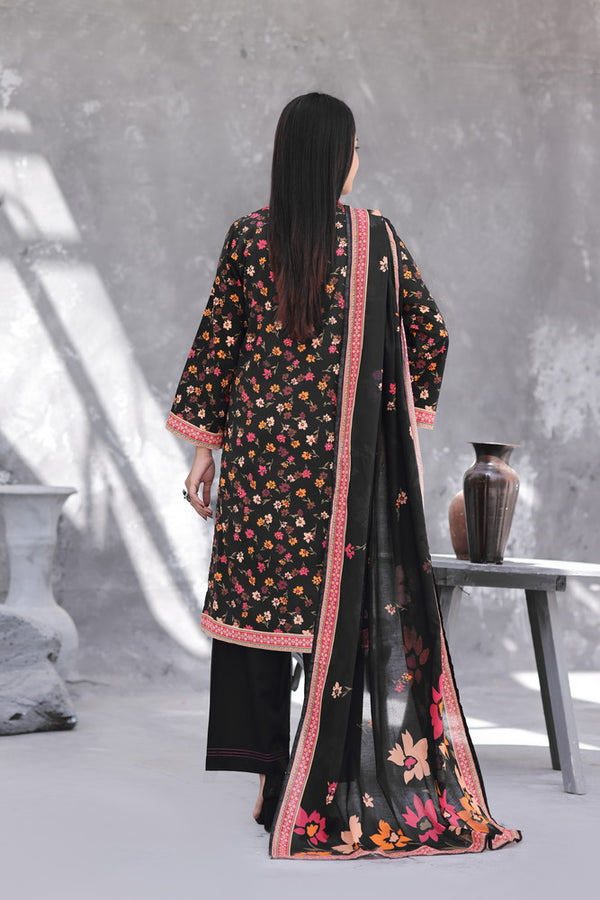 Maya Cambric – Black Floral Printed 3PC Ready to Wear