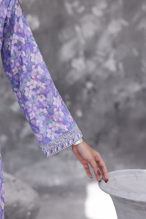 Maya Cambric – Lavender Floral Printed 3PC Ready to Wear