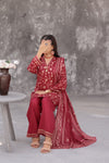 Maya Cambric – Maroon Floral Printed 3PC Ready to Wear