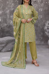 Maya Cambric olive green floral printed 3PC ready to wear suit with lawn dupatta