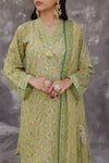Maya Cambric – Olive Green Floral Printed 3PC Ready to Wear